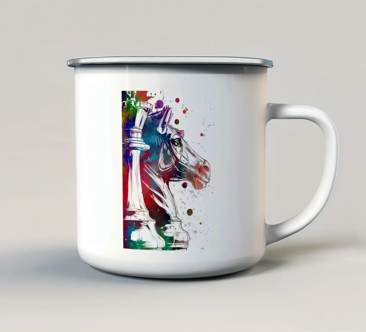 Chess sport art white enamel mug by SPORT