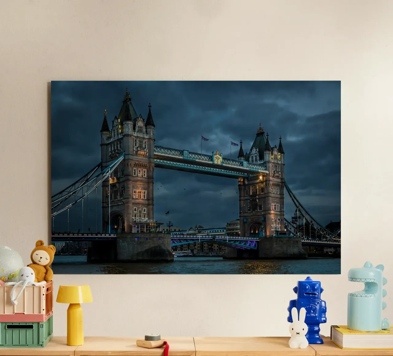 Crepuscolo tempestoso al Tower Bridge, Londra, Regno Unito alluminio dibond da PhotoVibe Decor