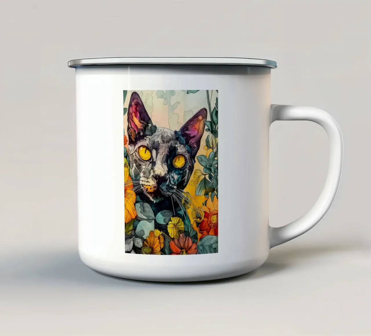 Cat Philippe tazza in smalto da Lionmixart
