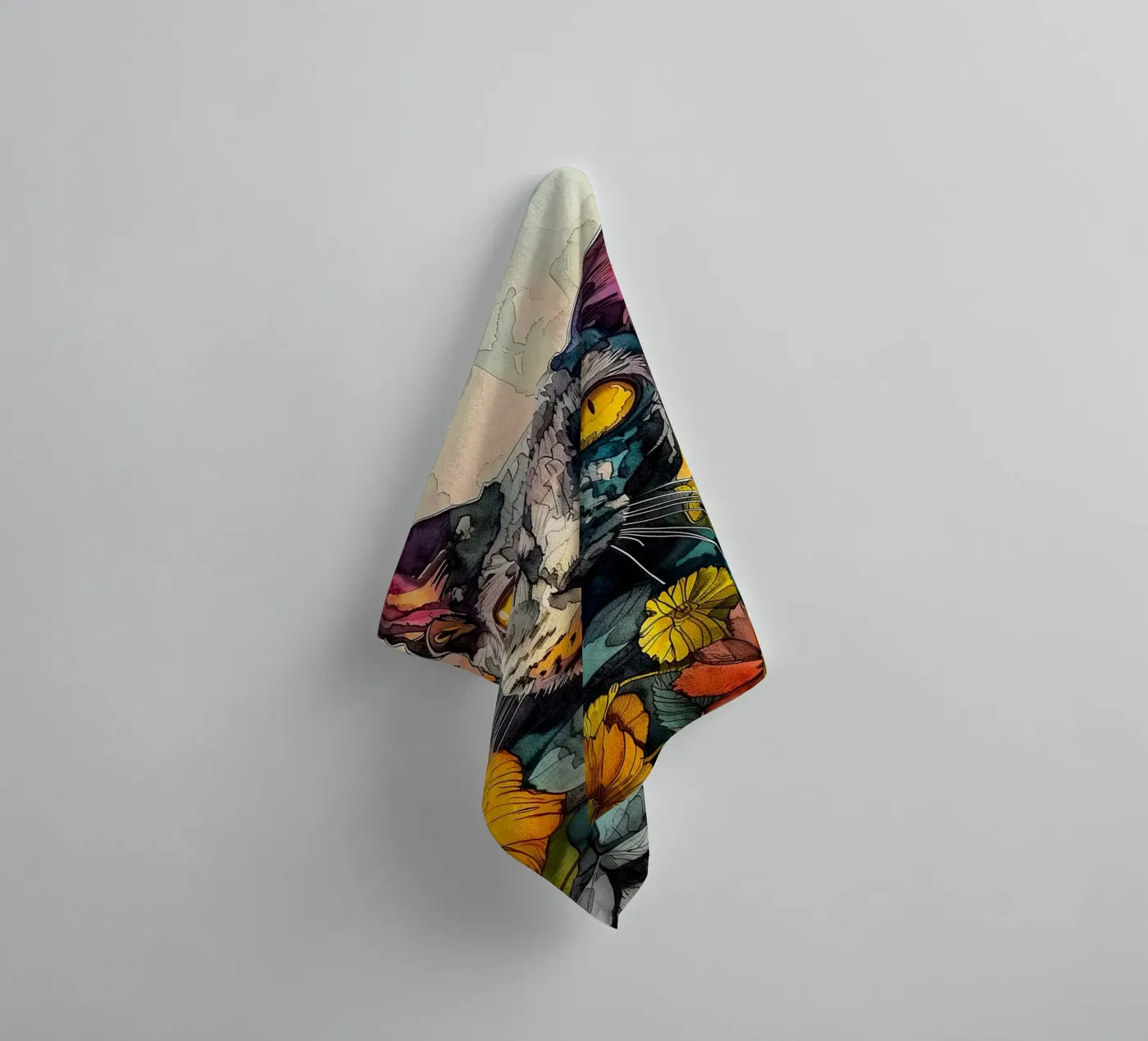 Kat Philippe badhanddoek van Lionmixart