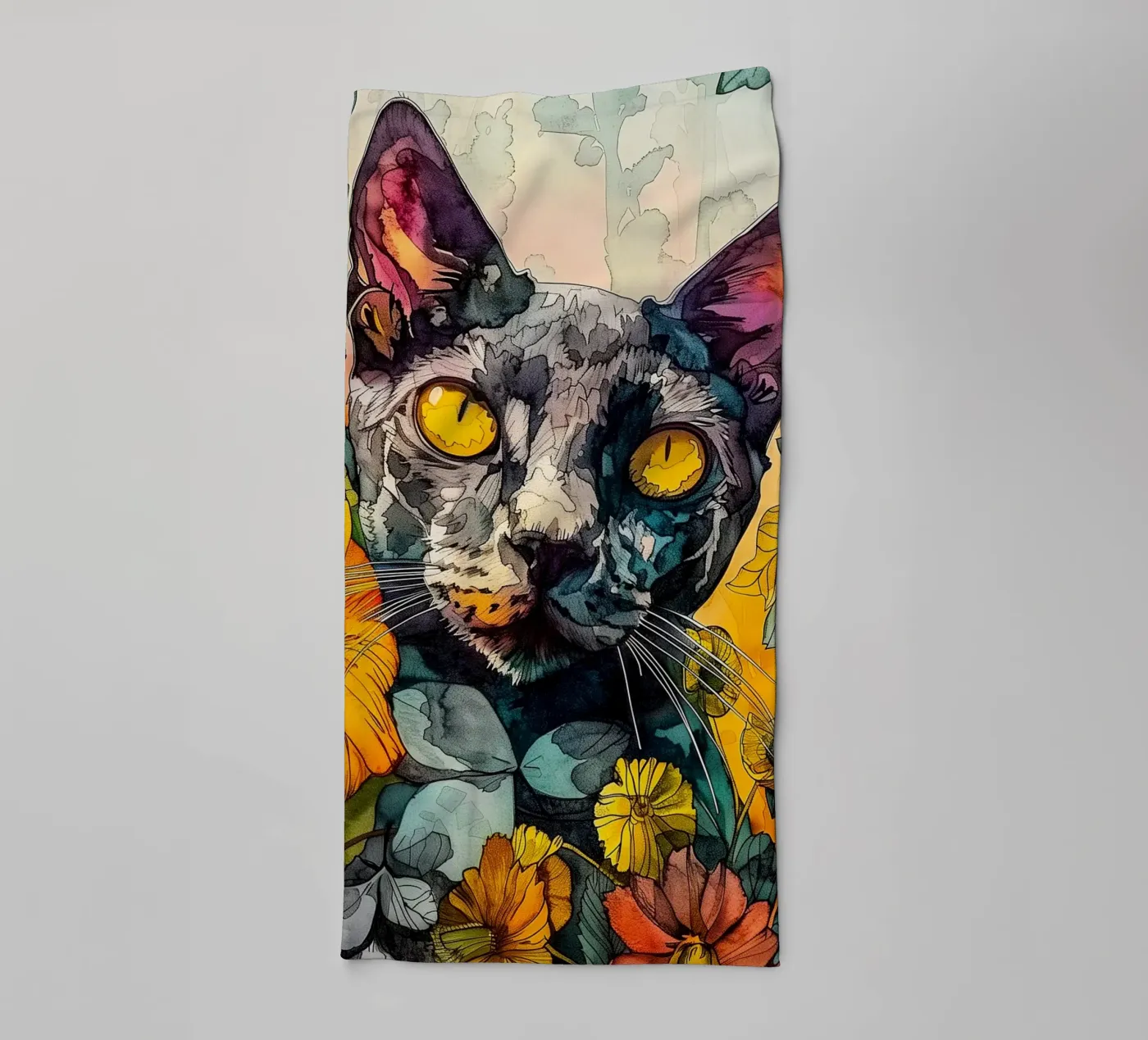 Kat Philippe badhanddoek van Lionmixart