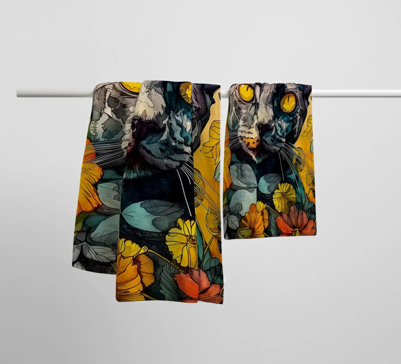 Kat Philippe badhanddoek van Lionmixart