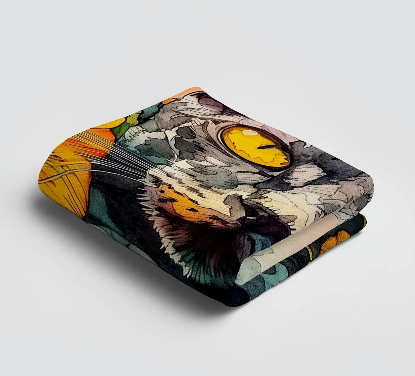 Kat Philippe badhanddoek van Lionmixart