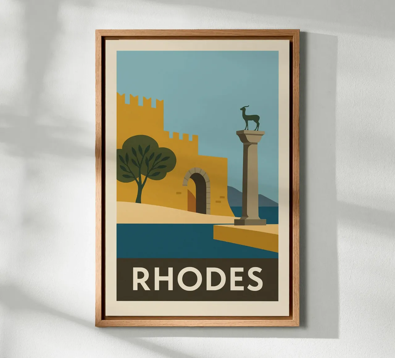 Rodi - Storia e luce in un poster greco retrò alluminio dibond da JETLAG | affiches voyage