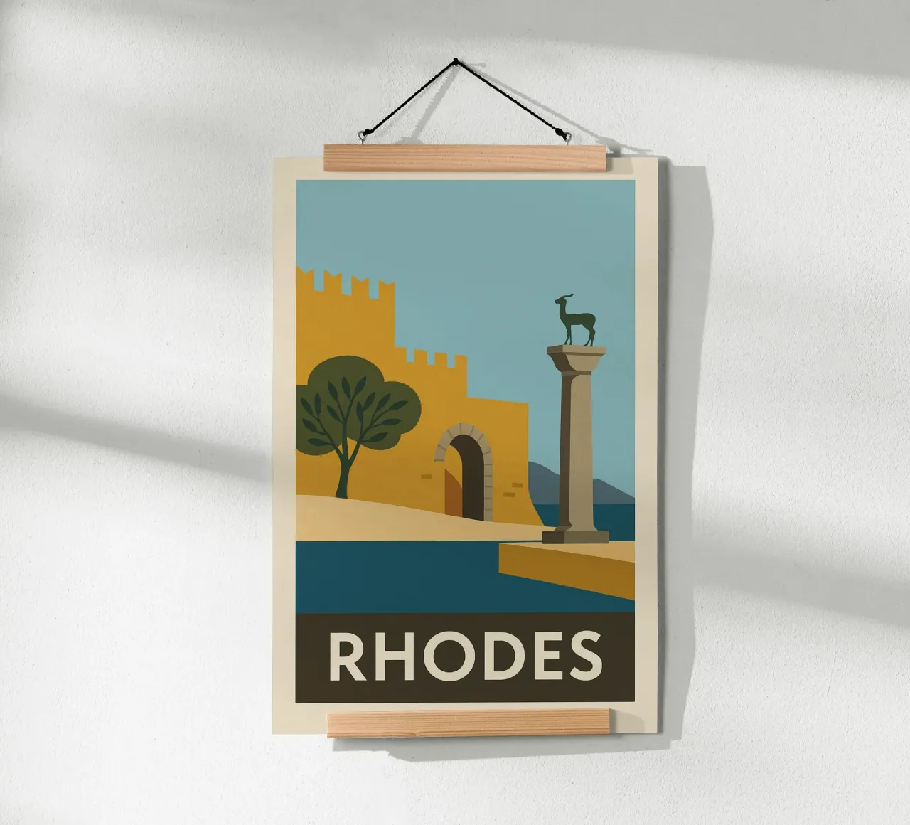 Rodi - Storia e luce in un poster greco retrò carta hahnemühle da JETLAG | affiches voyage