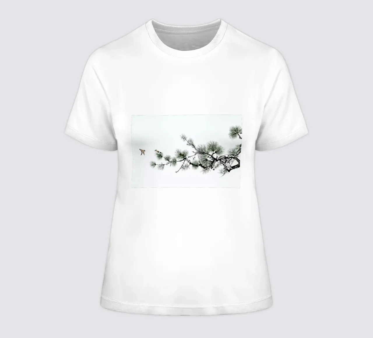 Birds and Pine II women's fitted t-shirt by Flora & Fauna
