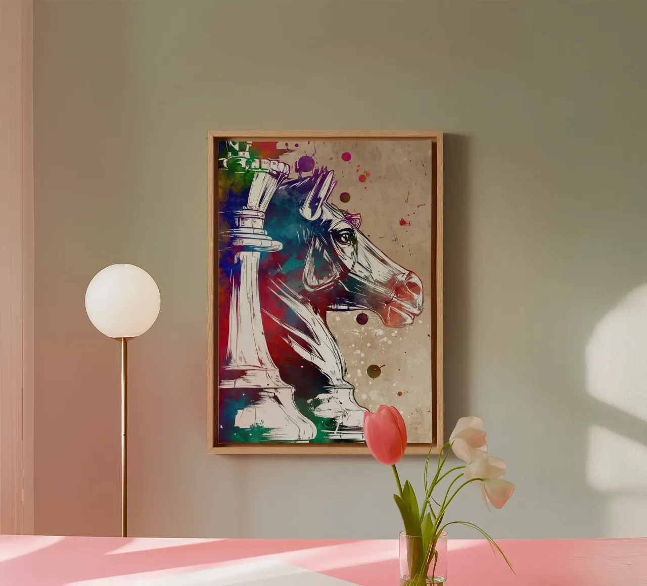 Schaaksport kunst canvas met Baklijst van SPORT