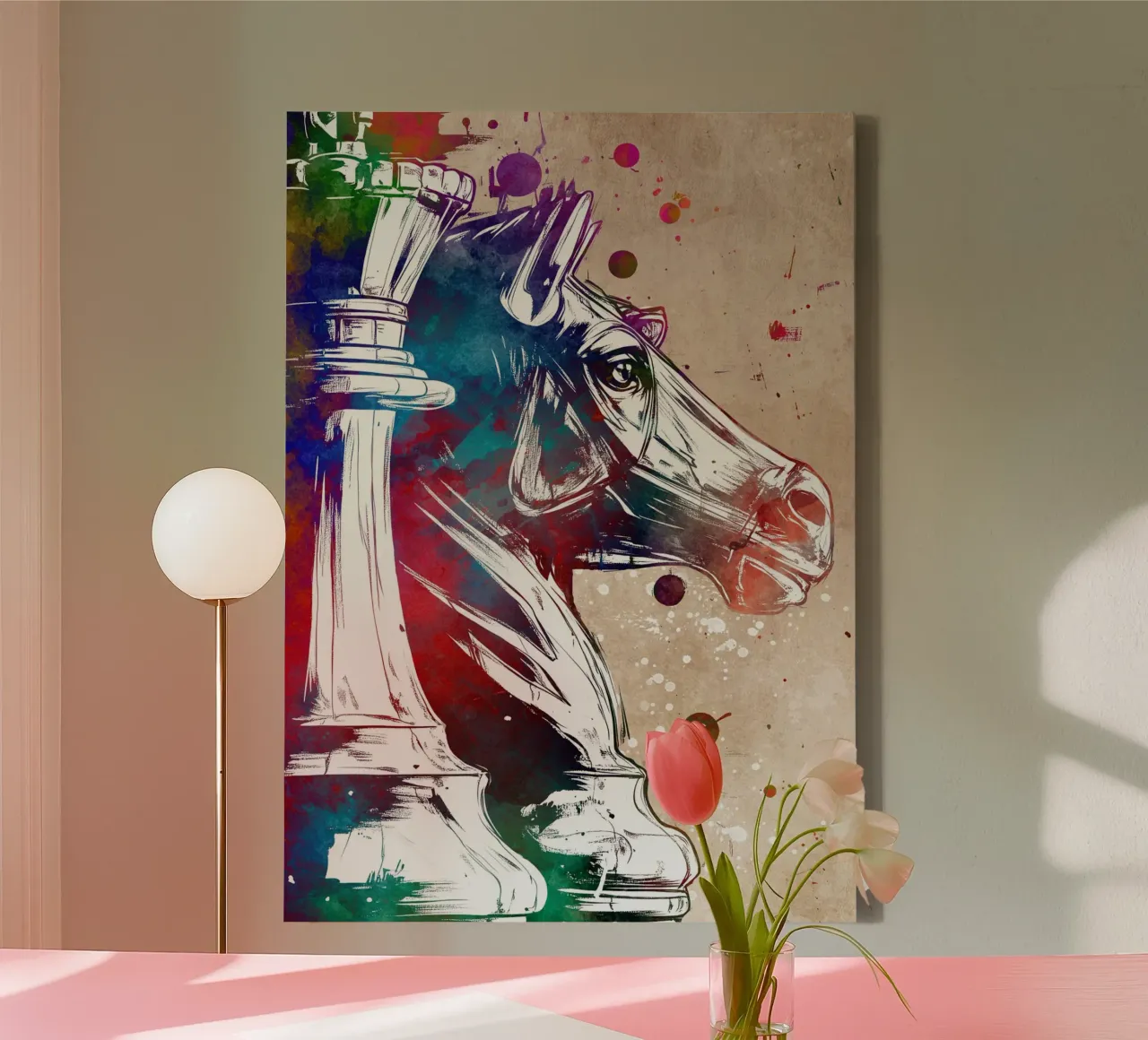 Schaaksport kunst canvas met Baklijst van SPORT