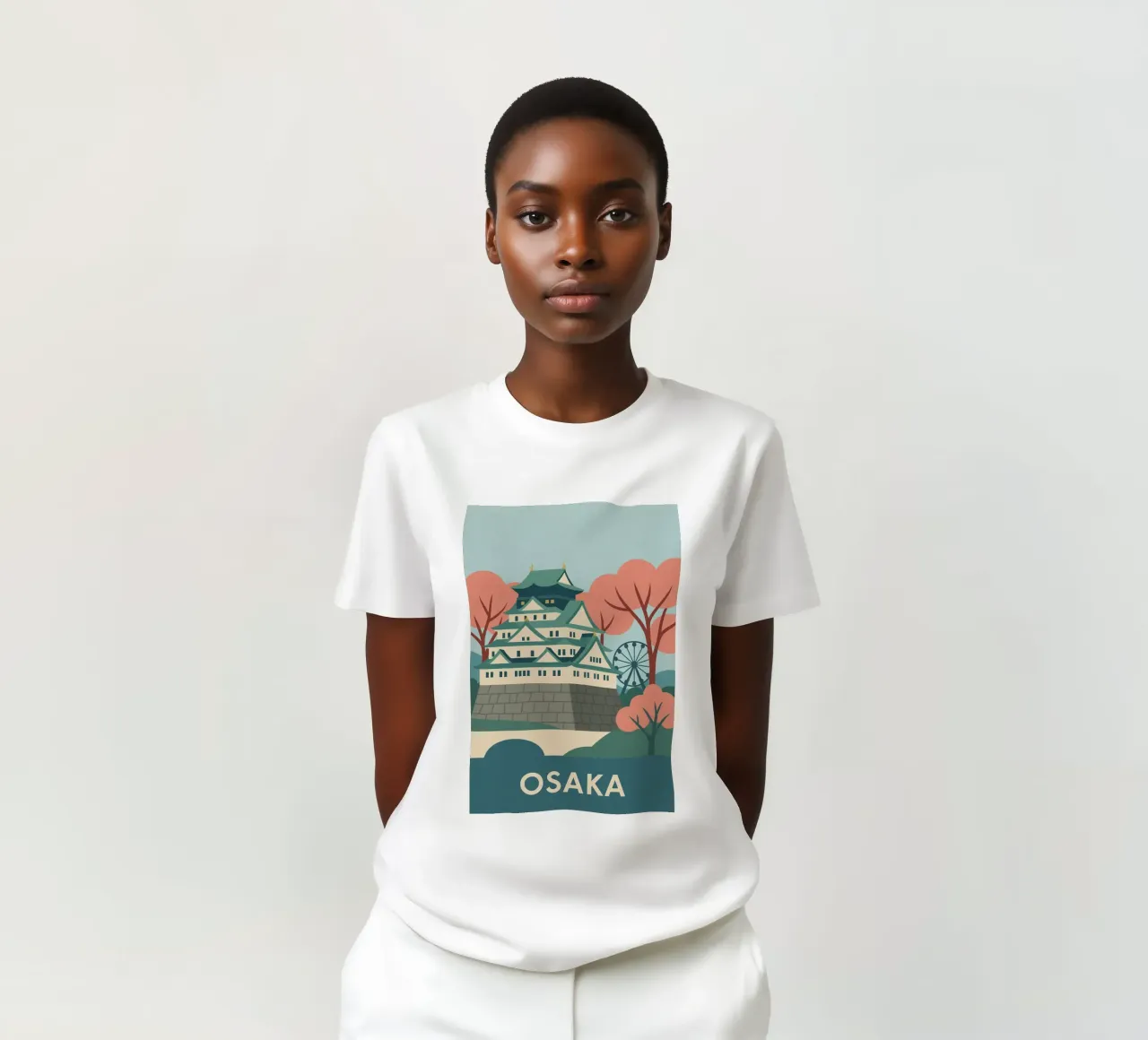 Osaka - Ciliegi e castello giapponese t-shirt da JETLAG | affiches voyage