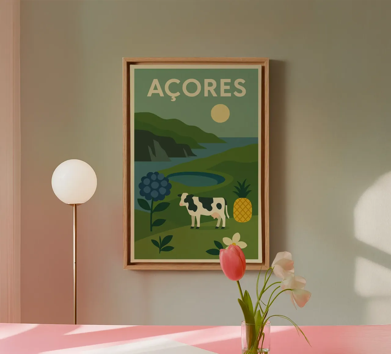 Azoren - Groene natuur en authenticiteit canvas met Baklijst van JETLAG | affiches voyage