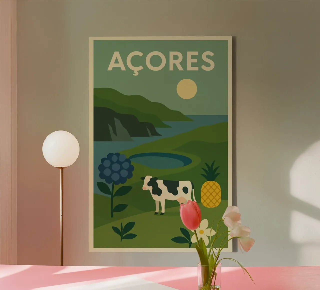 Azoren - Groene natuur en authenticiteit canvas met Baklijst van JETLAG | affiches voyage