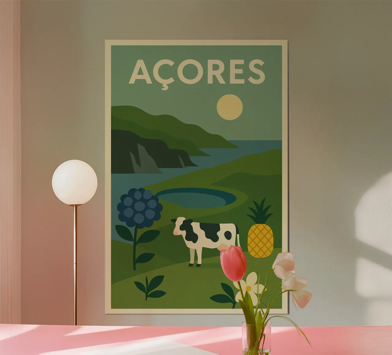 Azzorre - Natura verde e autenticità poster con telaio in alluminio da JETLAG | affiches voyage