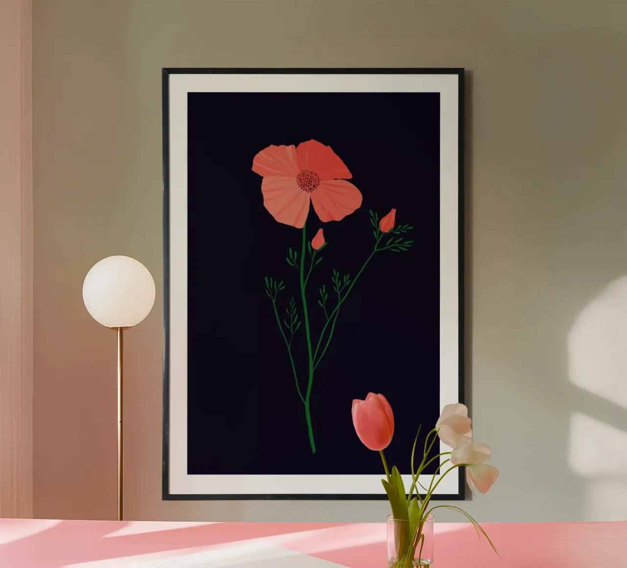 Pressed Poppy poster con telaio in legno da Pure