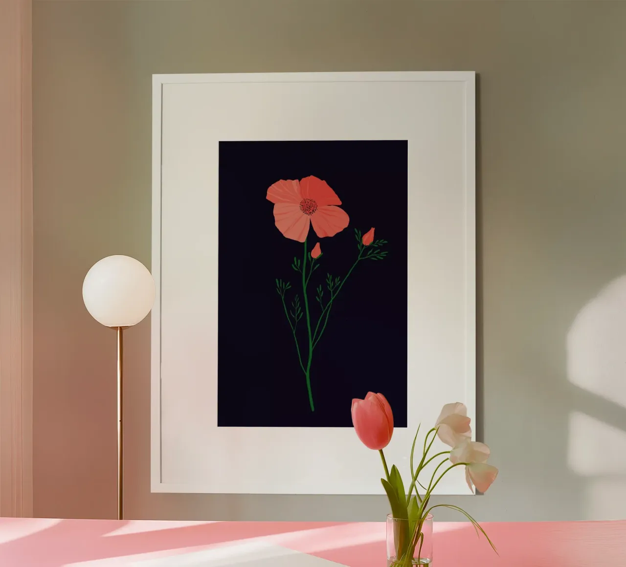 Pressed Poppy poster con telaio in legno da Pure