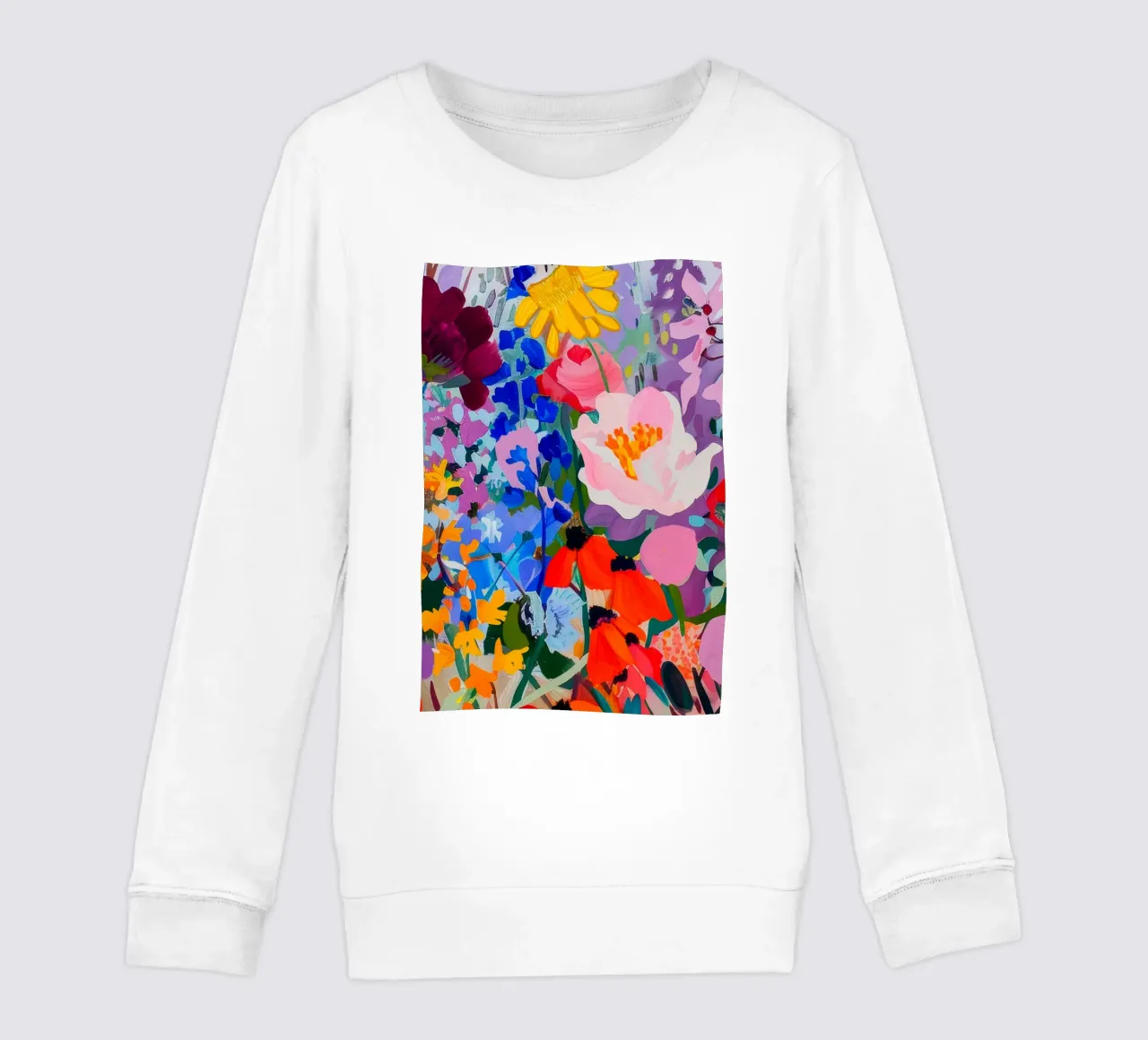 Bloemenprint, abstracte bloemsierkunst, kleurrijke muurkunst kinder sweatshirt van Boheme