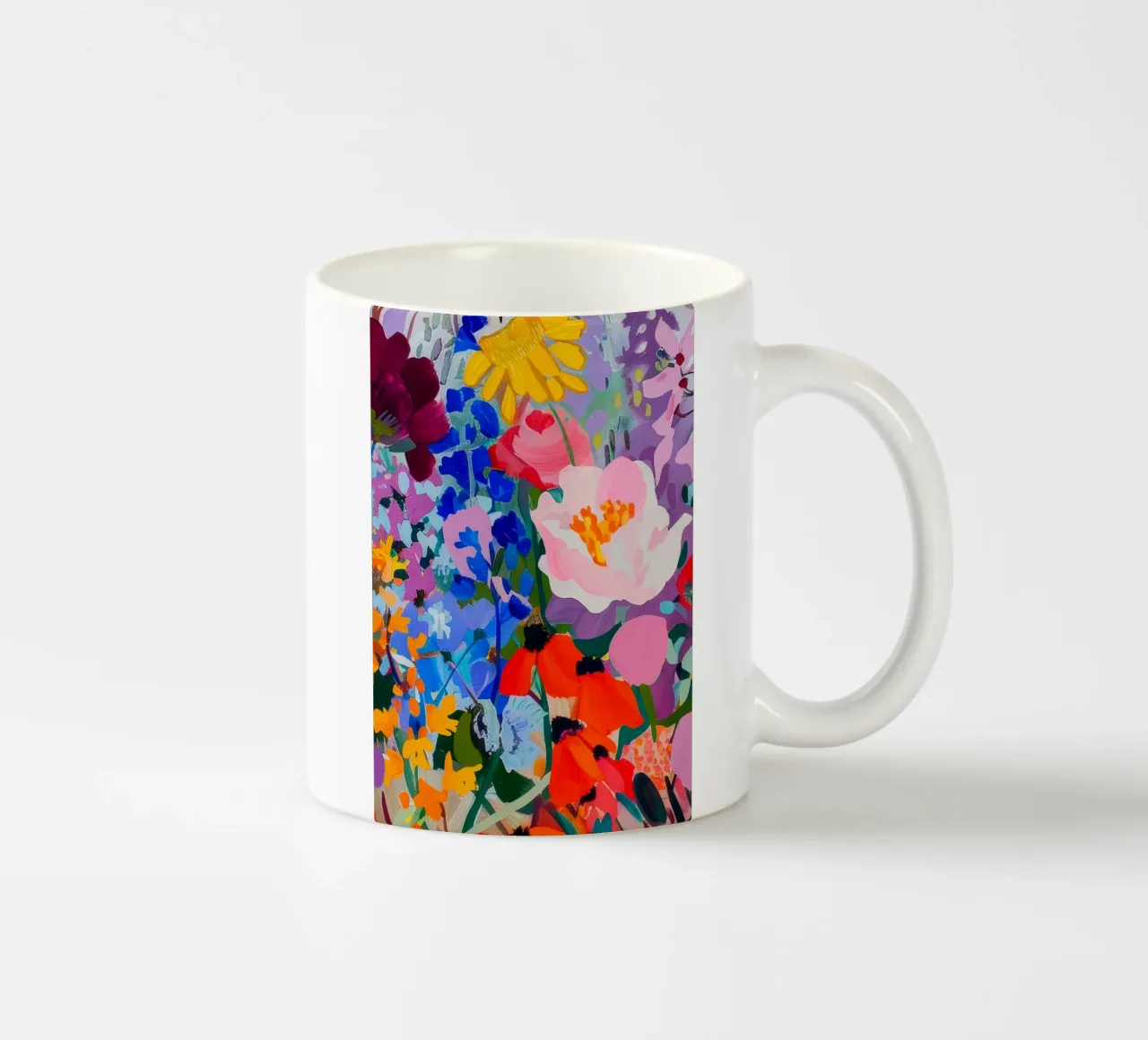 Bloemenprint, abstracte bloemsierkunst, kleurrijke muurkunst keramische mok van Boheme