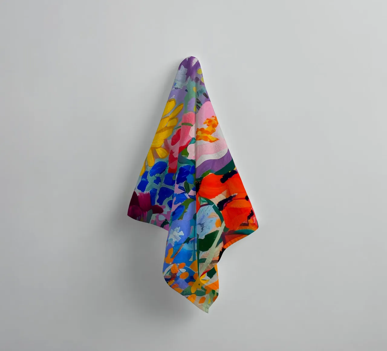 Bloemenprint, abstracte bloemsierkunst, kleurrijke muurkunst badhanddoek van Boheme