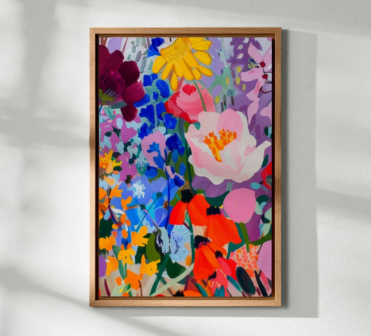 Bloemenprint, abstracte bloemsierkunst, kleurrijke muurkunst canvas van Boheme