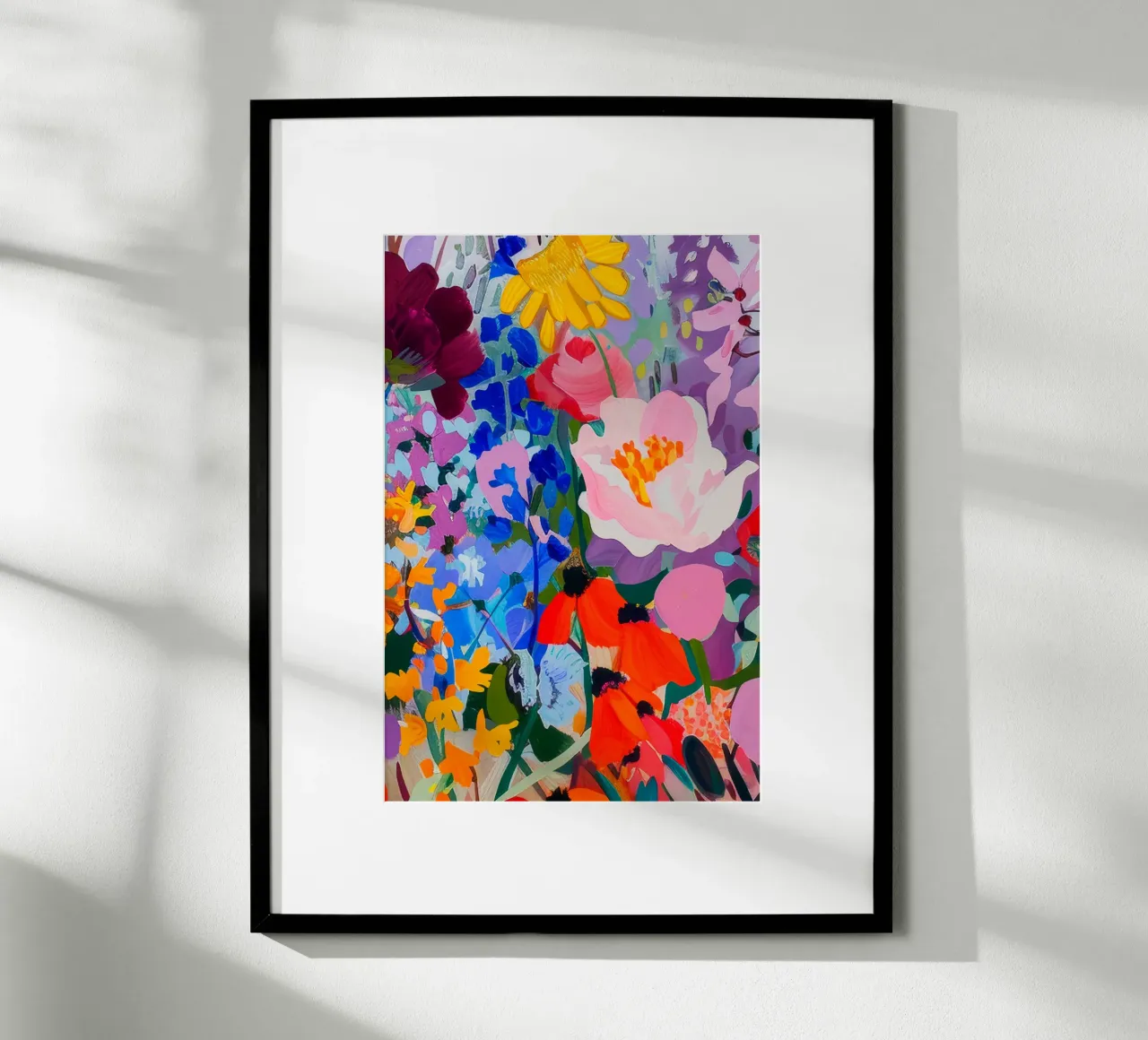 Bloemenprint, abstracte bloemsierkunst, kleurrijke muurkunst hahnemühle van Boheme