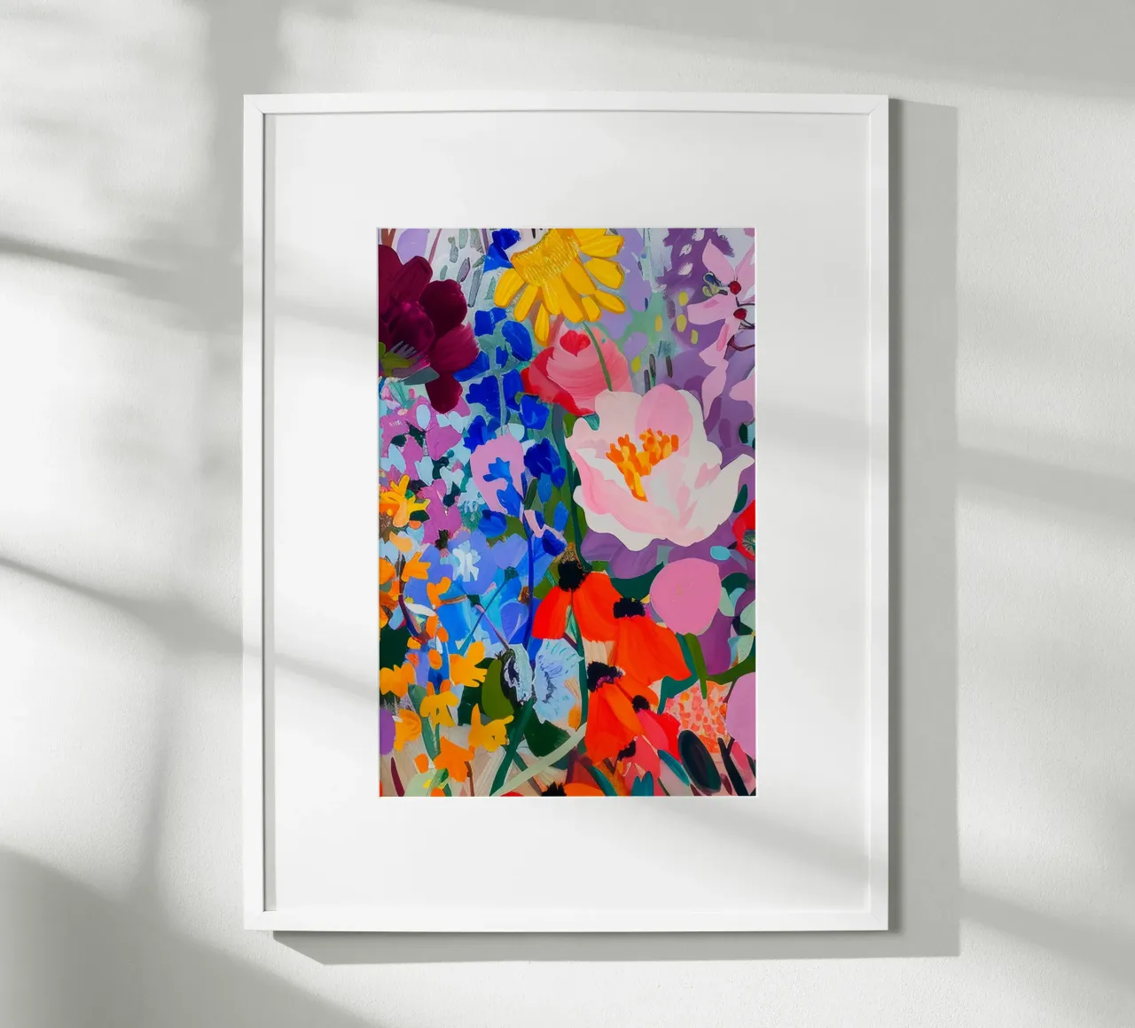 Bloemenprint, abstracte bloemsierkunst, kleurrijke muurkunst hahnemühle van Boheme
