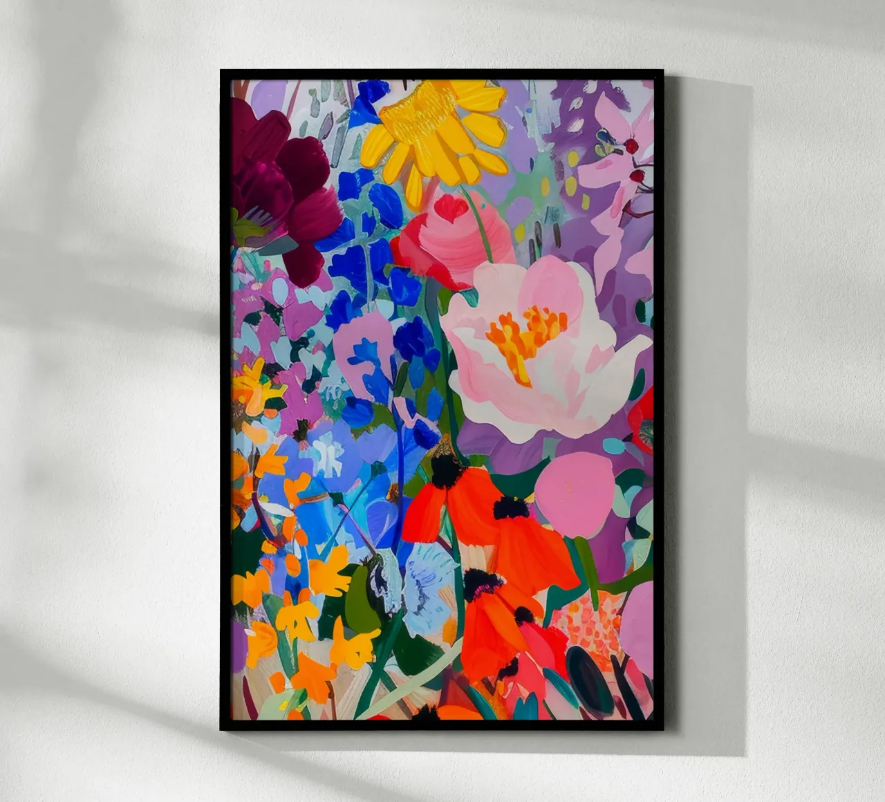 Bloemenprint, abstracte bloemsierkunst, kleurrijke muurkunst hahnemühle van Boheme