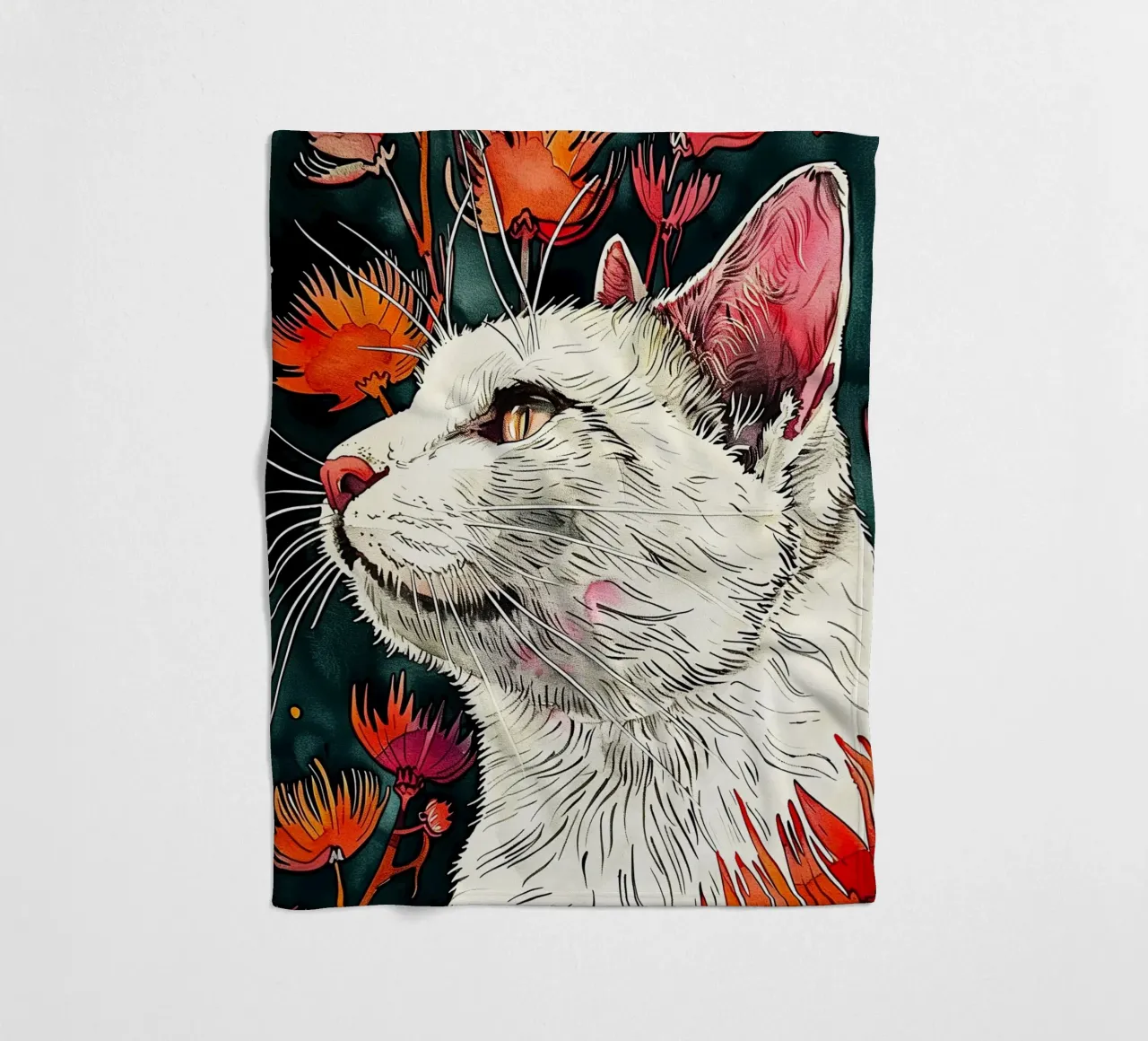 Cat Lucy fleece blanket by Lionmixart
