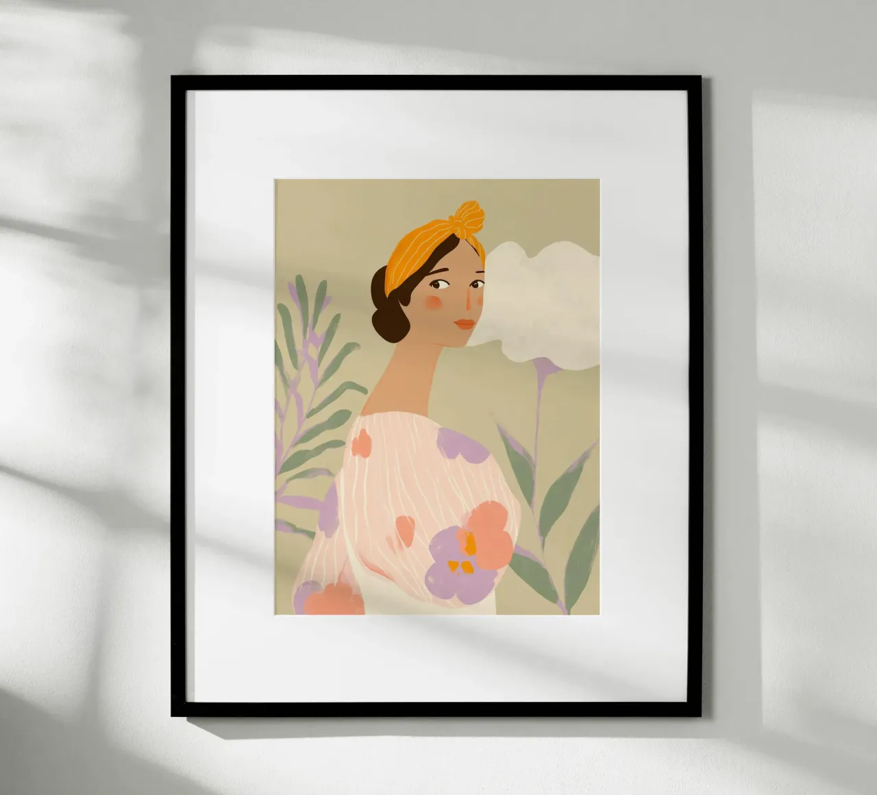 Weiblicher Gartenzauber Poster mit Holzrahmen von Carinaprint