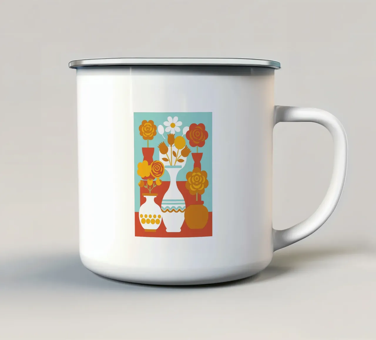 Decorazione con vaso di fiori tazza in smalto da FLOWER PLACE SHOP