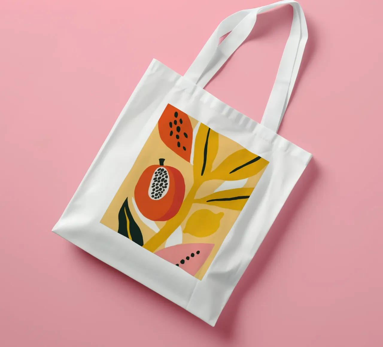 Frutti esotici e botanici in un giallo di tendenza borsa in juta da Autofocus