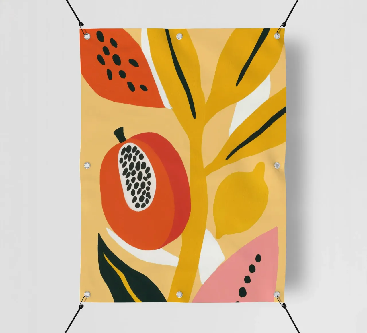 Frutti esotici e botanici in un giallo di tendenza telo in pvc da Autofocus