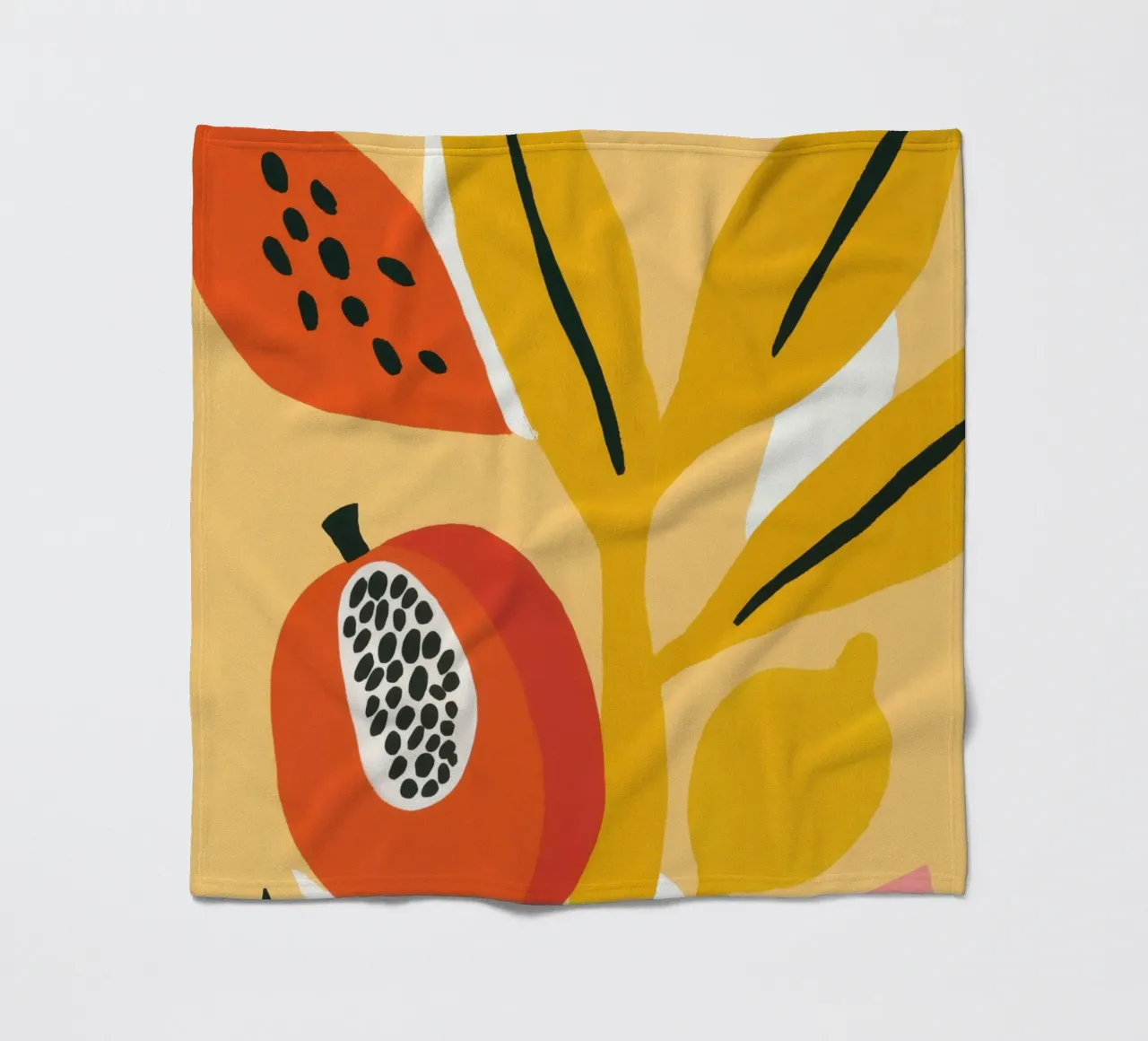 Frutti esotici e botanici in un giallo di tendenza coperta in pile da Autofocus