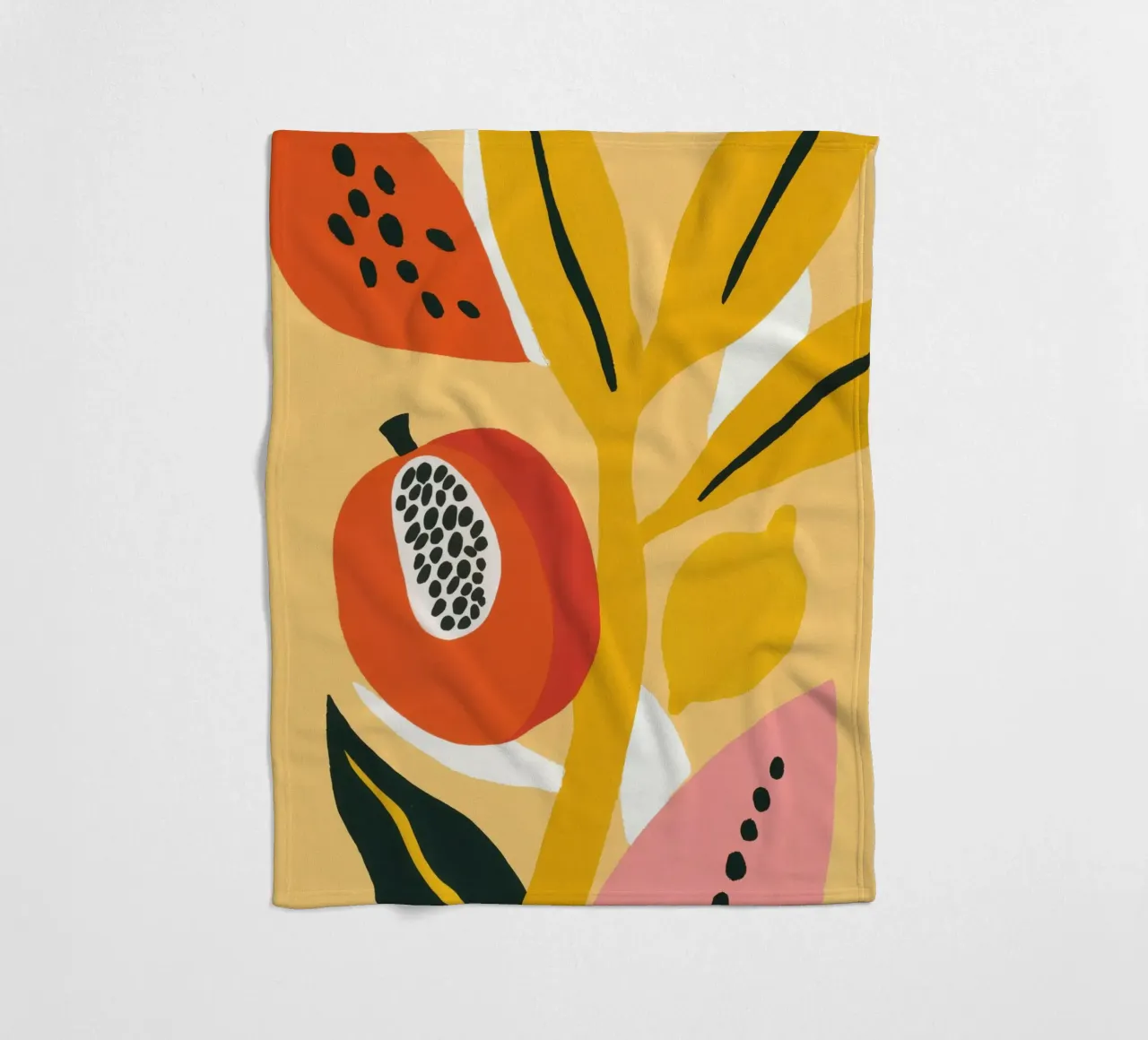 Frutti esotici e botanici in un giallo di tendenza coperta in pile da Autofocus