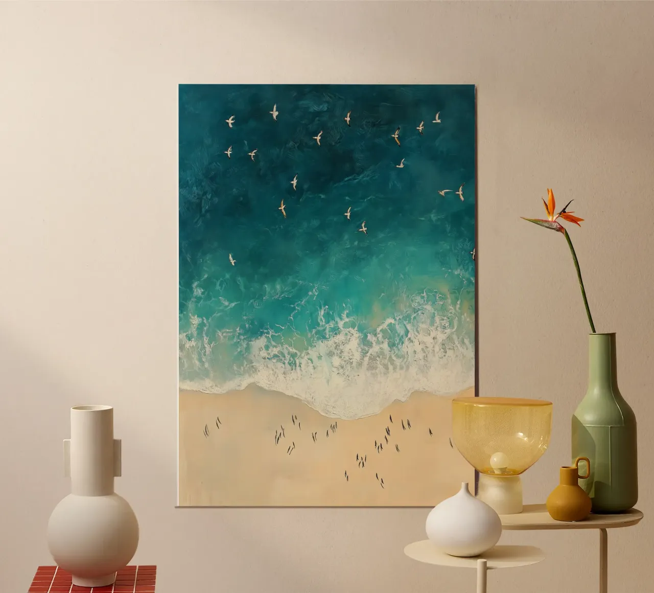 Seaside Ballet: Aerial Harmony poster con telaio in plastica da Mosaic Dialogue
