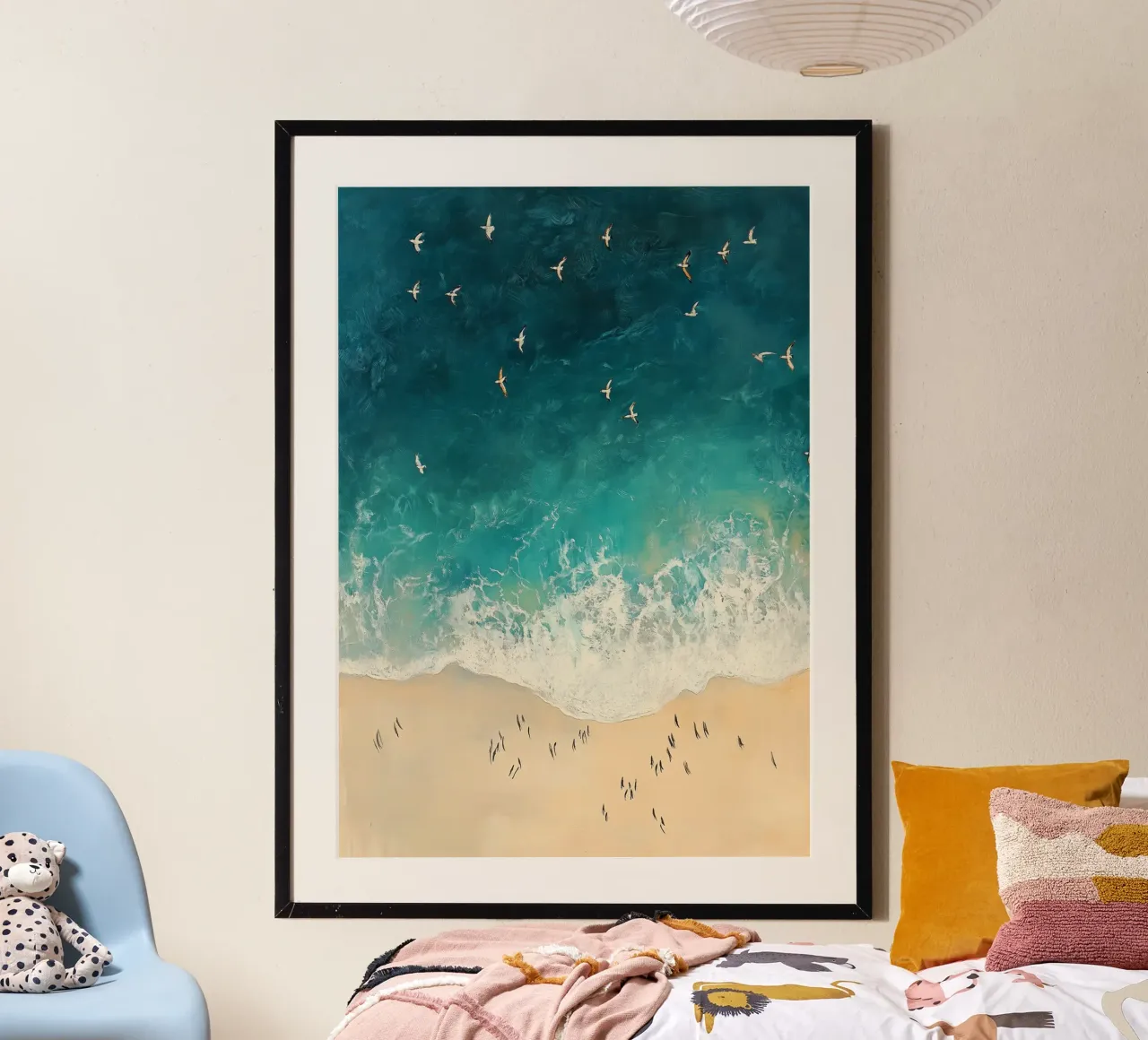 Seaside Ballet: Aerial Harmony poster con telaio in plastica da Mosaic Dialogue