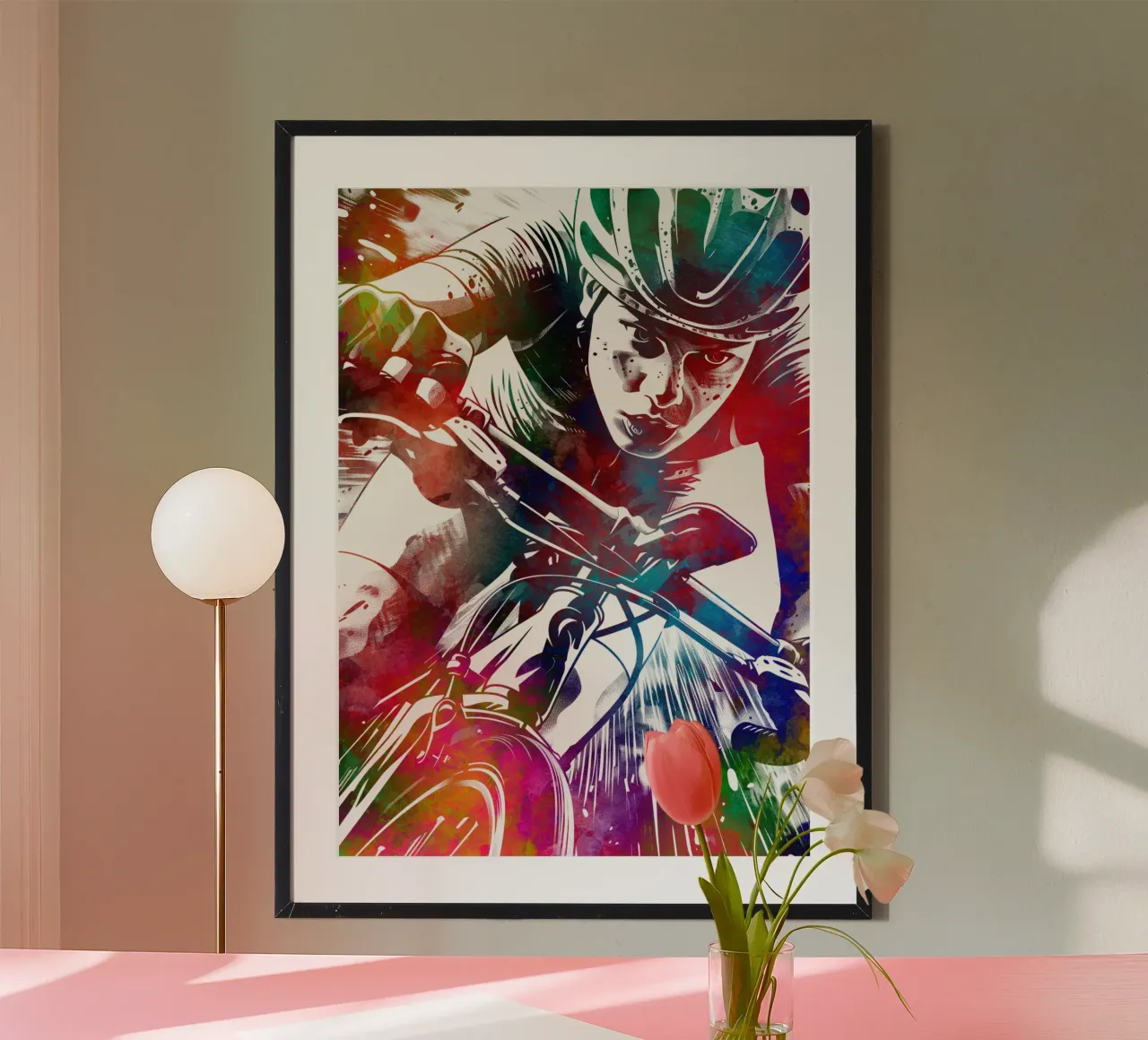 Biker sport art bianco poster da SPORT