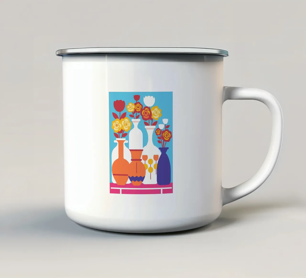 Decorazione con vaso di fiori tazza in smalto da FLOWER PLACE SHOP