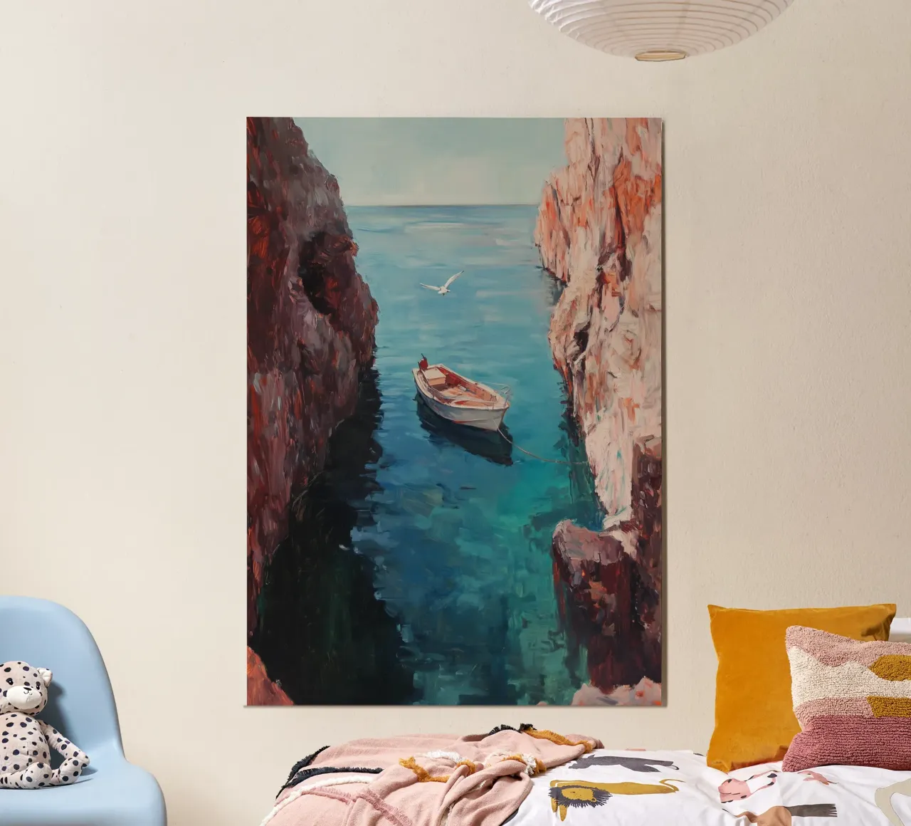Solitary Cove at Dawn poster con telaio in plastica da Mosaic Dialogue