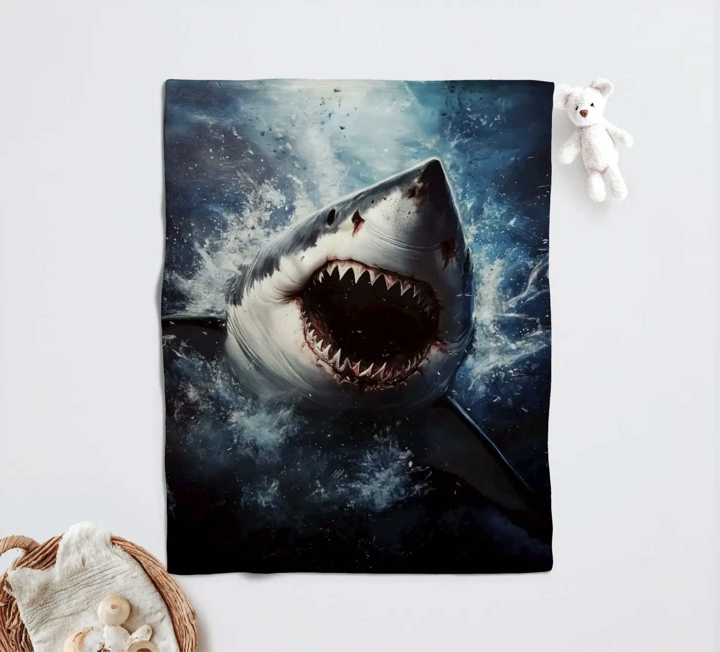 Hai Fleecedecke von Lionmixart