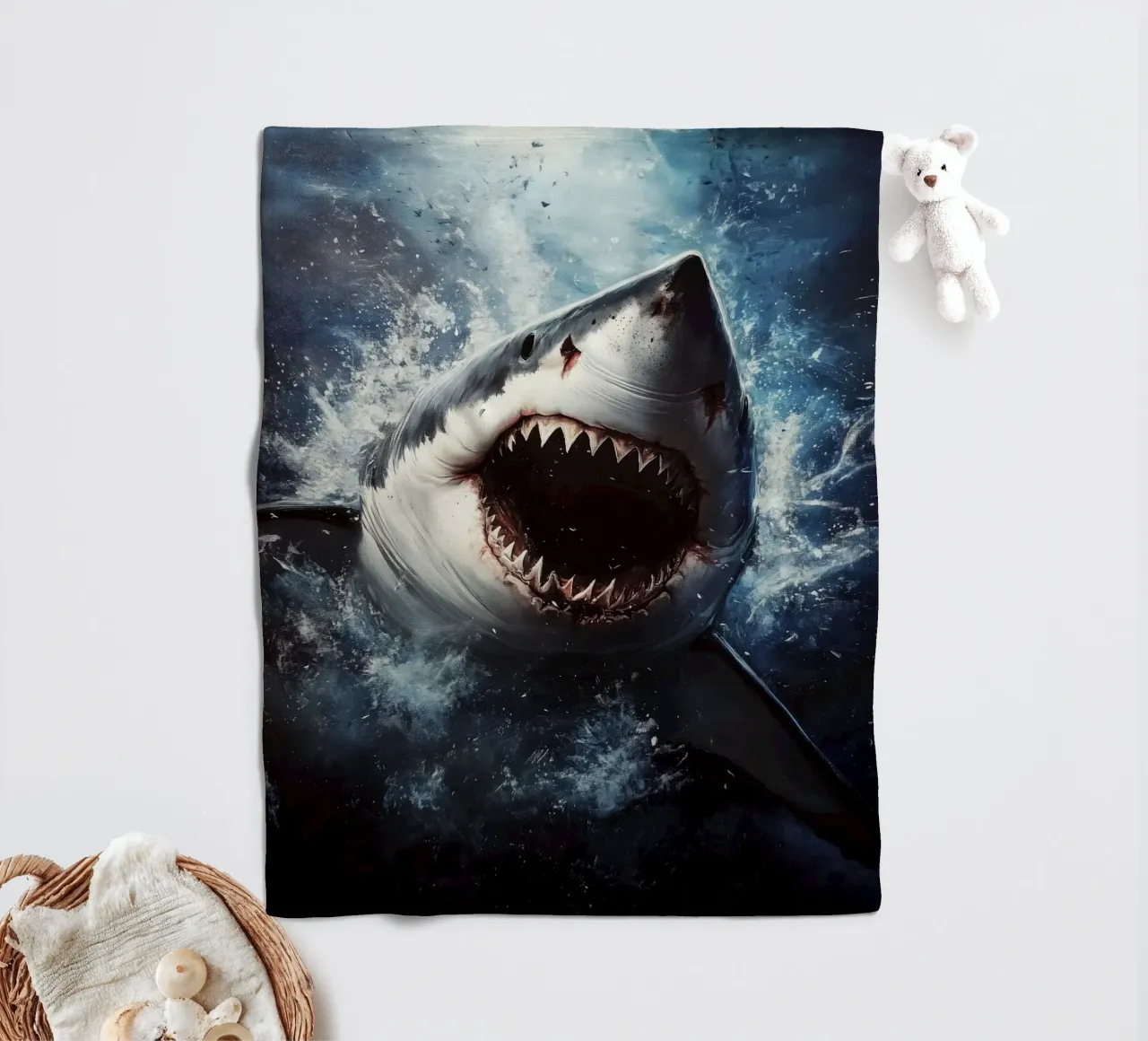 Hai Fleecedecke von Lionmixart