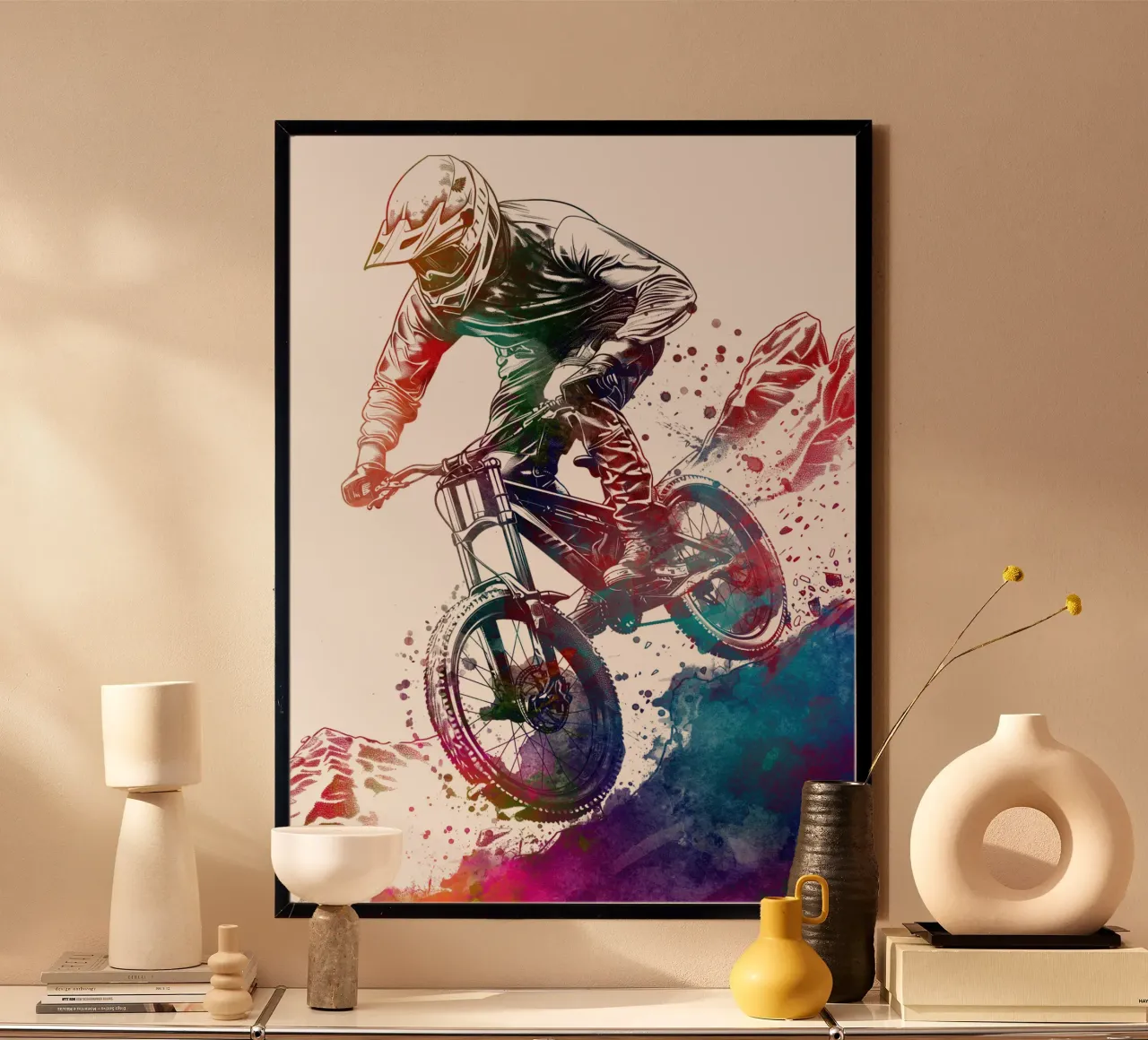 MTB biker sport art bianco poster da SPORT