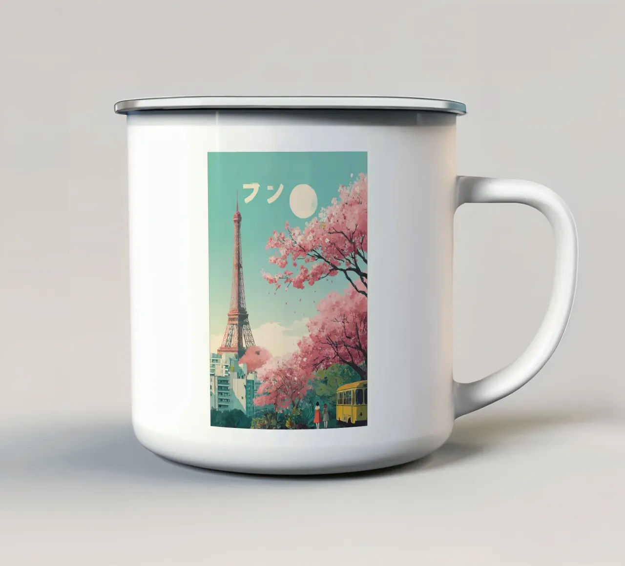 Spring in Paris tazza in smalto da Mosaic Dialogue