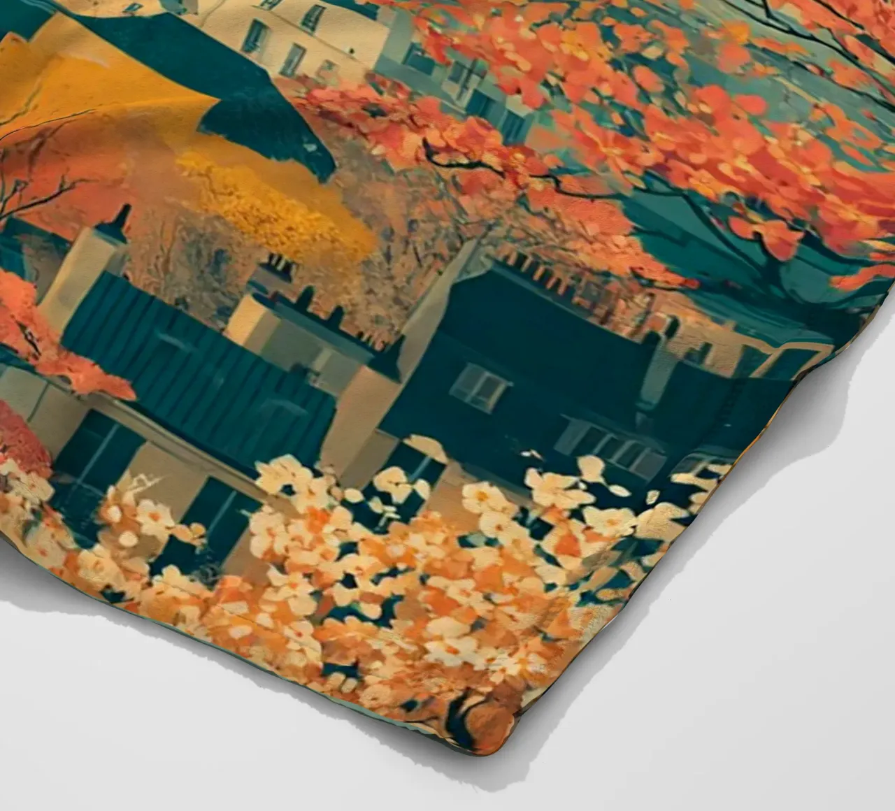 Autumn Reverie over Paris fleece blanket by Mosaic Dialogue
