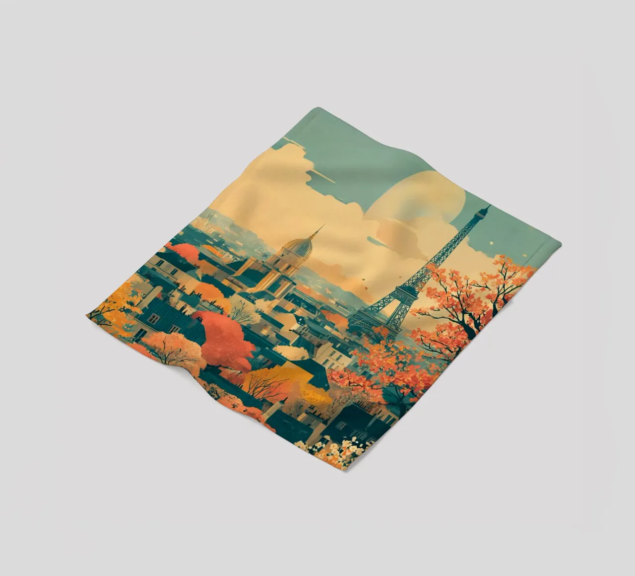 Autumn Reverie over Paris fleece blanket by Mosaic Dialogue