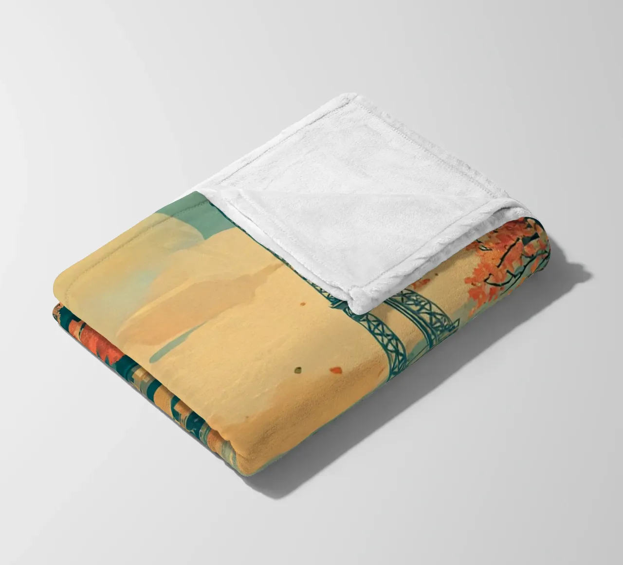 Autumn Reverie over Paris fleece blanket by Mosaic Dialogue