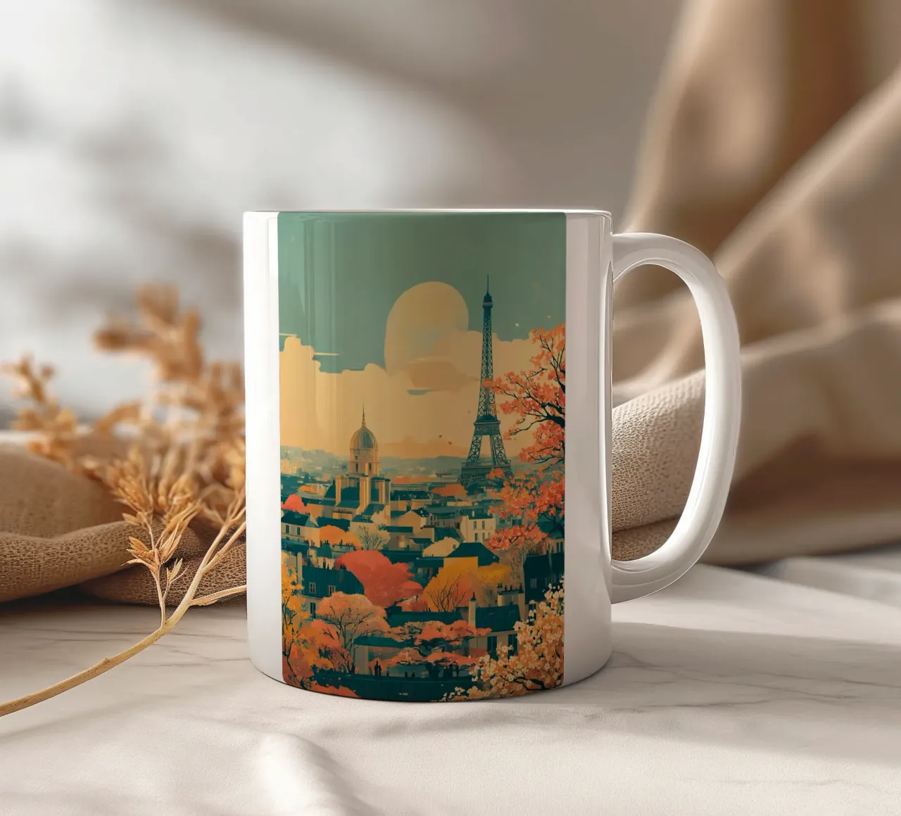 Autumn Reverie over Paris tazza in ceramica da Mosaic Dialogue