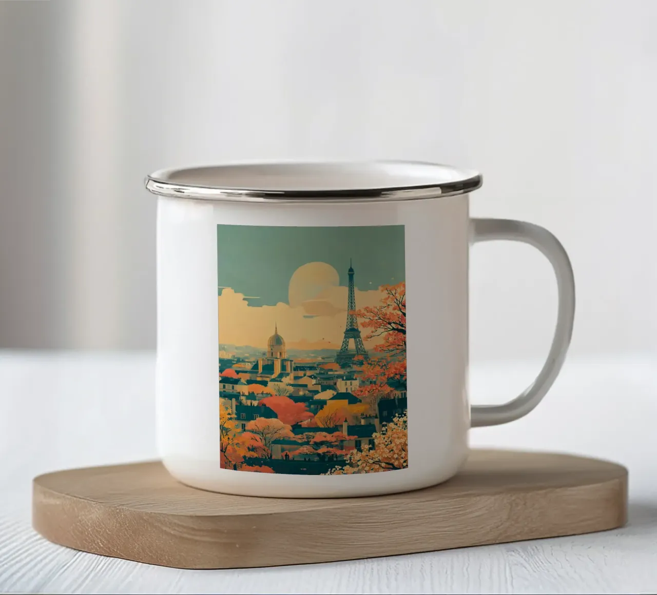 Autumn Reverie over Paris tazza in smalto da Mosaic Dialogue
