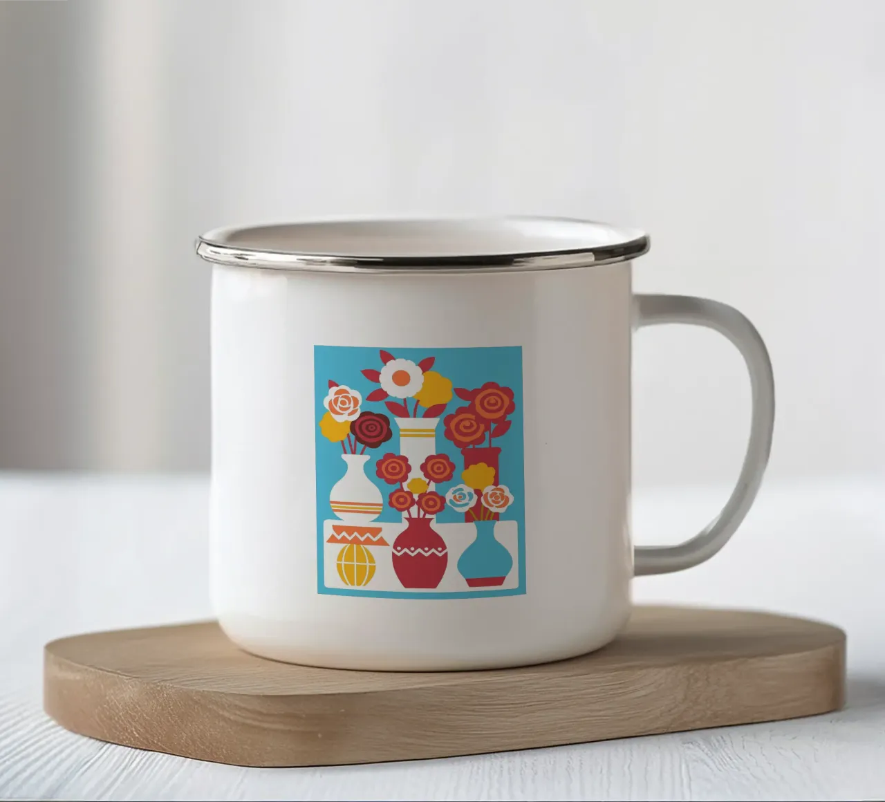Sei vasi da fiori tazza in smalto da FLOWER PLACE SHOP