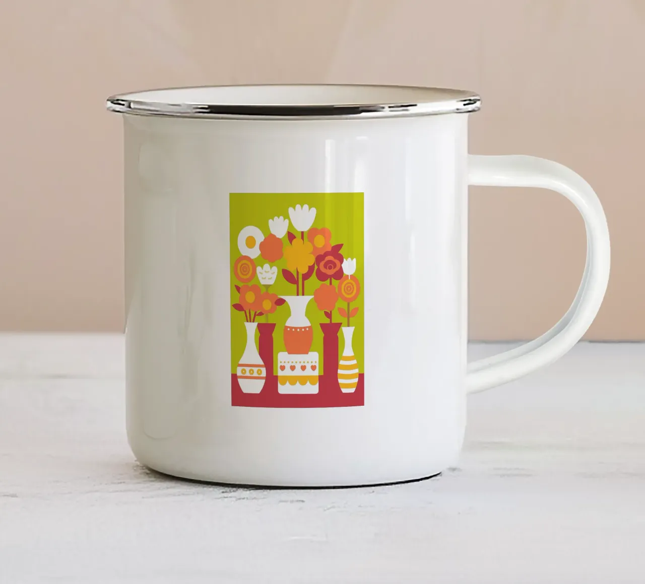 Cinque vasi di fiori tazza in smalto da FLOWER PLACE SHOP