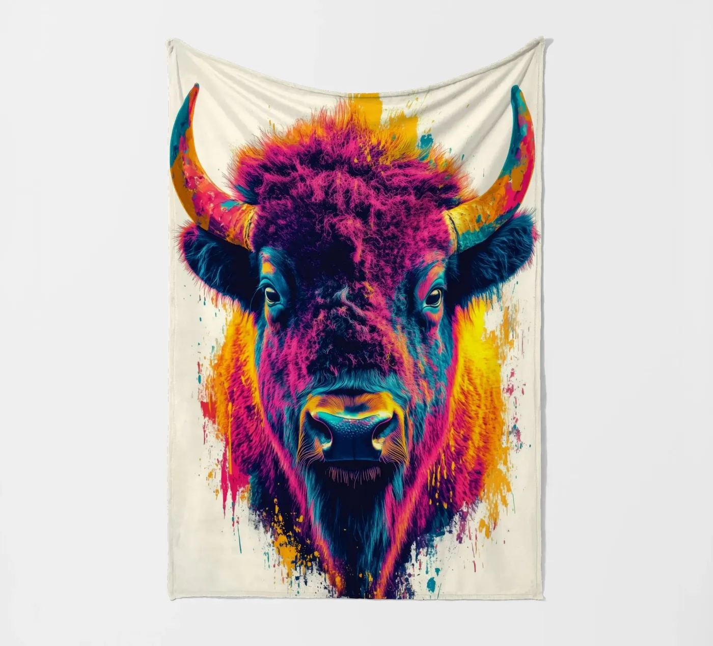 Bison fleece blanket by Lionmixart