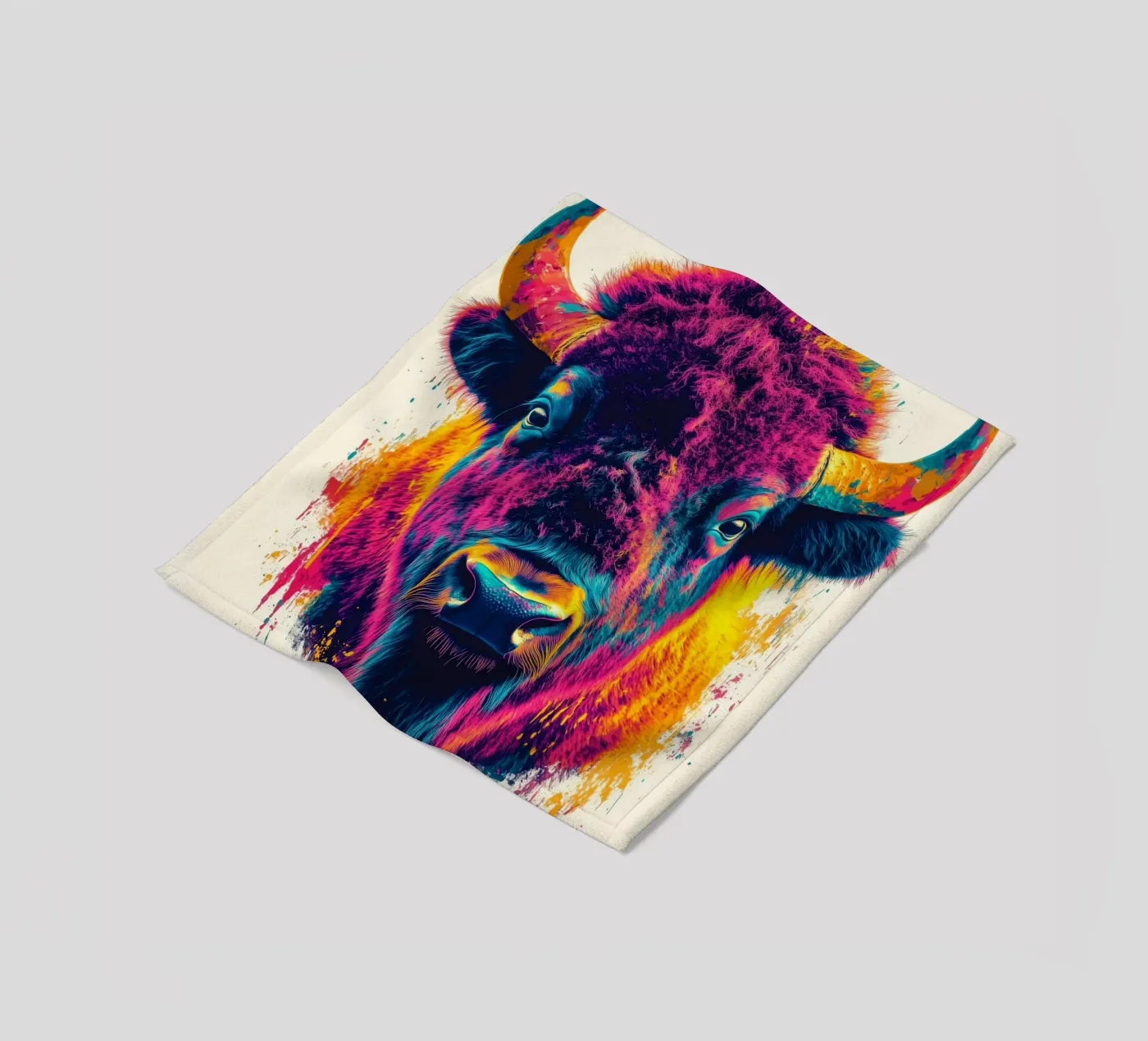 Bison fleece blanket by Lionmixart